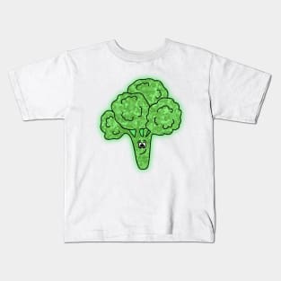 Cute Head Of Broccoli - Funny Broccoli Art Kids T-Shirt
